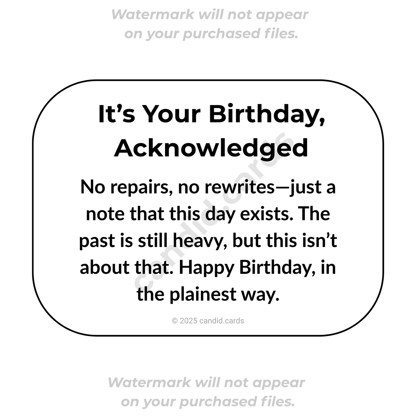 Birthday Card – Acknowledgment Without Repair
