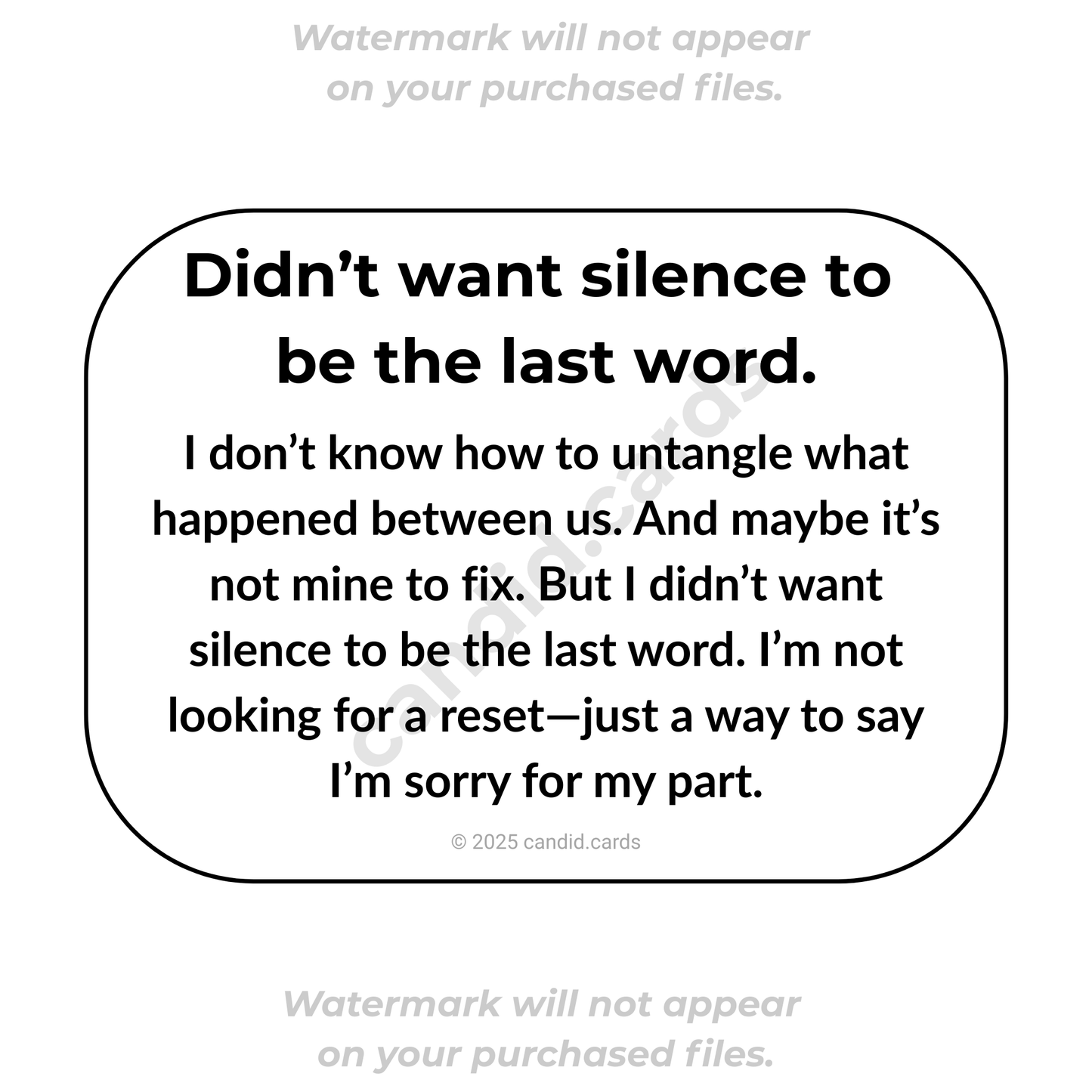 Honest Apology Card – Not Looking for a Reset