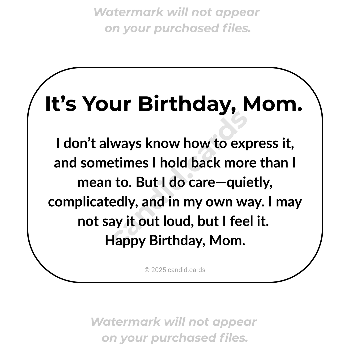 Honest Birthday Card for Mom – I Care, Even If I Can’t Say It