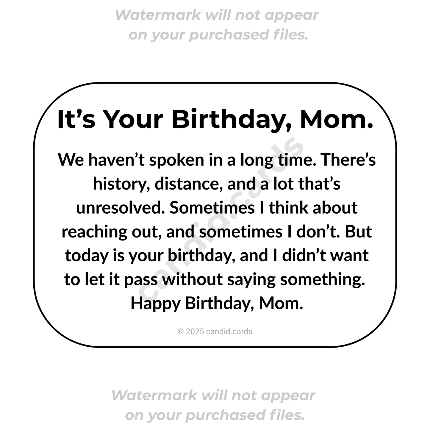 Honest Birthday Card for Mom – We Haven’t Spoken in Years