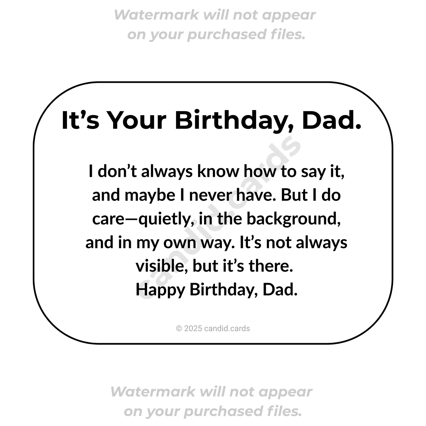 Honest Birthday Card for Dad – I Care, Even If I Can’t Say It
